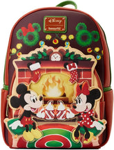 LOUNGEFLY Mickey & Minnie Mouse – Hot Cocoa Fire Place Women's Mini Backpack Standard Polyurethane