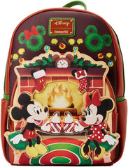 LOUNGEFLY Mickey & Minnie Mouse – Hot Cocoa Fire Place Women's Mini Backpack Standard Polyurethane