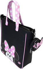 LOUNGEFLY Disney Minnie Floral Rock The Dots Tote Bag with Coin Bag