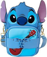 LOUNGEFLY Disney Stitch Camping Cuties Crossbuddies Cosplay Crossbody Bag with Coin Bag, Brown