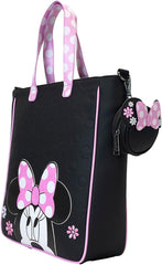 LOUNGEFLY Disney Minnie Floral Rock The Dots Tote Bag with Coin Bag