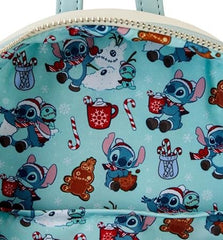 LOUNGEFLY Disney Stitch Holiday Snow Angel Glitter Mini Backpack