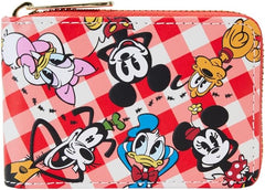 LOUNGEFLY Disney Mickey and Friends Picnic Basket Accordion Zip Around Wallet