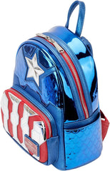 LOUNGEFLY Marvel Shine Captain America Double Strap Shoulder Bag