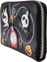 LOUNGEFLY Nightmare Before Christmas Tree String Lights Glow Zip Around Wallet