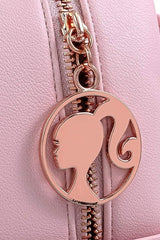 LOUNGEFLY Barbie Rose Gold Logo Convertible Backpack: Chic Style on the Go!