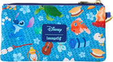 LOUNGEFLY Disney Stitch Camping Cuties All-Over Print Nylon Zipper Pouch Wristlet
