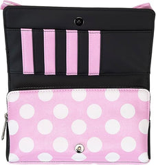 LOUNGEFLY Disney Minnie Floral Rock The Dots Clutch Crossbody Bag