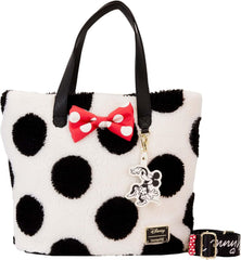LOUNGEFLY Disney Minnie Mouse Rocks the Dots Classic Sherpa Tote Bag