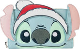LOUNGEFLY Disney Stitch Holiday Glitter Zip Around Wallet