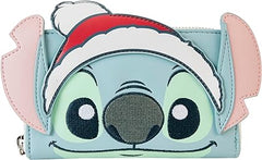 LOUNGEFLY Disney Stitch Holiday Glitter Zip Around Wallet