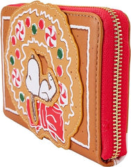 LOUNGEFLY Peanuts Snoopy Gingerbread Wreath Scented Zip Around Wallet