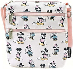 LOUNGEFLY Disney Passport Crossbody Bag Mickey Minnie Mouse Pink Pastel Print