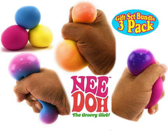 Nee-Doh Schylling Color Change Groovy Glob! Squishy, Squeezy, Stretchy Stress Balls Blue, Yellow & Pink Complete Gift Set Party Bundle - 3 Pack