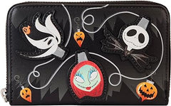 LOUNGEFLY Nightmare Before Christmas Tree String Lights Glow Zip Around Wallet