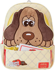 LOUNGEFLY Pound Puppies 40th Anniversary Plush Mini Backpack with Card Holder, Brown