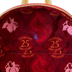 LOUNGEFLY Disney Mulan 25th Anniversary Mushu Glitter Cosplay Mini Backpack