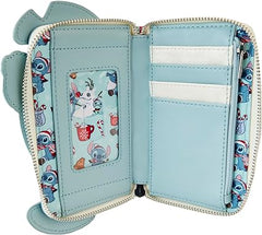 LOUNGEFLY Disney Stitch Holiday Glitter Zip Around Wallet