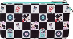 Loungefly Disney Mickey and Minnie Date Night Diner AOP Nylon Wristlet
