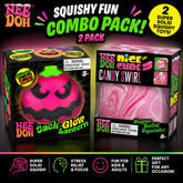 Schylling NeeDoh 2-Pack Bundle – Candy Swirl Nice Cube & Glow in the Dark Jack O’ Lantern - Swirls/Color vary in styles