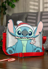 LOUNGEFLY Disney Stitch Holiday Glitter Crossbody Bag