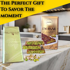 Authentic Dubai-Style Chocolate Bar | 7 oz of Luxurious Middle Eastern Indulgence | Premium Milk Chocolate, Golden Kadayif Crisps, Velvety Tahini & Hand-Harvested Pistachios – Imported from Turkey