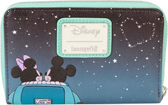 LOUNGEFLY Disney Mickey and Minnie Date Night Drive-In Faux Leather Zip Around Wallet