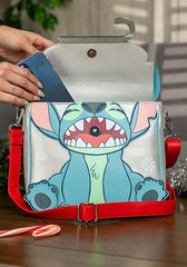 LOUNGEFLY Disney Stitch Holiday Glitter Crossbody Bag