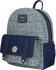 LOUNGEFLY Pokémon Faux Denim Mini Backpack