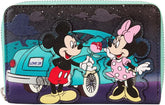 LOUNGEFLY Disney Mickey and Minnie Date Night Drive-In Faux Leather Zip Around Wallet