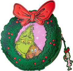 LOUNGEFLY Dr. Seuss' How the Grinch Stole Christmas! Wreath Crossbody Bag