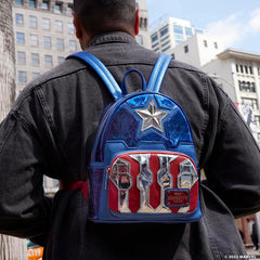 LOUNGEFLY Marvel Shine Captain America Double Strap Shoulder Bag