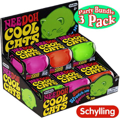 Schylling NeeDoh Cool Cats The Groovy Glob! Squishy, Squeezy, Stretchy Stress Balls ASSORTED COLORS - 3 Pack