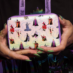 LOUNGEFLY Disney Villains Iridescent All-Over Print Zip Around Wallet