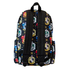 LOUNGEFLY Harry Potter Hogwarts Houses Backpack Inspired Nylon Backpack