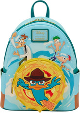 LOUNGEFLY Disney: Phineas and Ferb - Embroidered Characters Light-Up Mini Backpack - Gift for Kids & Adults – Collectible Bags