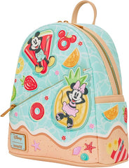 LOUNGEFLY Disney: Mickey and Minnie - Adjustable Shoulder Straps - Beach Fun Mini Backpack - Great for Kids & Adults - Collectible Bags