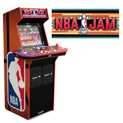 Arcade1Up NBA Jam 30th Anniversary Deluxe Arcade Machine 3 Games in 1 + ARCADE1UP Wall Mounted Marquee (24in X 10in) NBA JAM