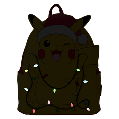 LOUNGEFLY Pokémon Santa Pikachu Christmas Lights Light Up Mini Backpack