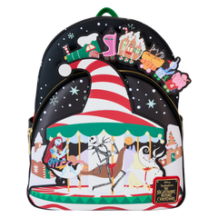 LOUNGEFLY The Nightmare Before Christmas Candy Cane Carousel Glow Mini Backpack