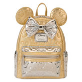 LOUNGEFLY Minnie Mouse Exclusive Metallic Gold & Silver Quilted Mini Backpack