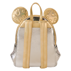 LOUNGEFLY Minnie Mouse Exclusive Metallic Gold & Silver Quilted Mini Backpack