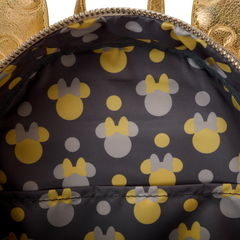 LOUNGEFLY Minnie Mouse Metallic Gold & Silver Quilted Mini Backpack