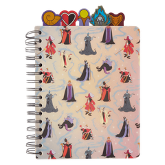 LOUNGEFLY Disney Villains Iridescent All-Over Print Stationery Spiral Tab Journal