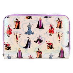 LOUNGEFLY Disney Villains Iridescent All-Over Print Zip Around Wallet