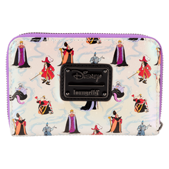 LOUNGEFLY Disney Villains Iridescent All-Over Print Zip Around Wallet