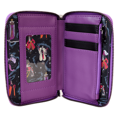 LOUNGEFLY Disney Villains Iridescent All-Over Print Zip Around Wallet