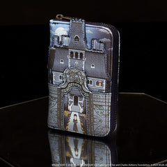 LOUNGEFLY THE ADDAMS FAMILY Wednesday Nevermore Academy Castle Zip Around Wallet