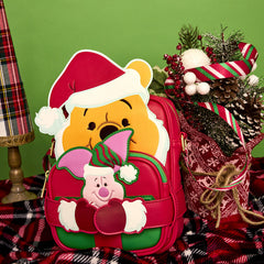 Loungefly Disney Winnie the Pooh Santa Winnie and Piglet Crossbody Bag