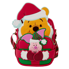 LOUNGEFLY Winnie The Pooh Santa Winnie & Piglet Crossbuddies Cosplay Crossbody Bag With Coin Bag